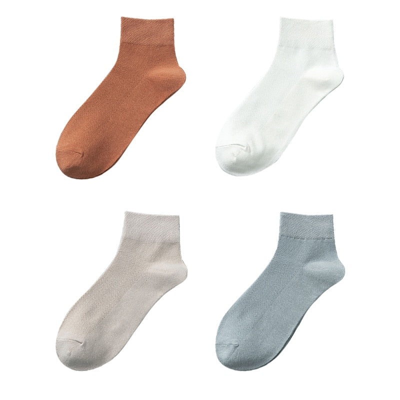 4 par/set nuevos calcetines de algodón para mujer moda Casual transpirable Primavera Verano tubo blanco calcetines neutros tamaño EU 36-42