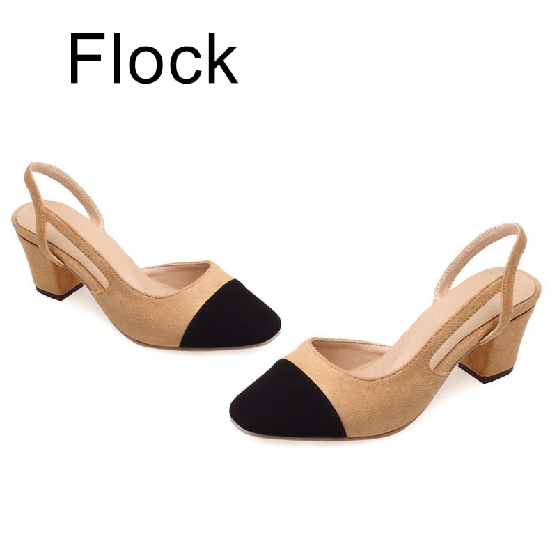 Zapatos de marca de verano para mujer, sandalias altas con correa trasera, zapatos de oficina para mujer, zapatos de tacón alto poco profundos, talla 33-46, 2021
