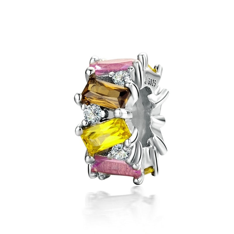 BISAER, espaciador de Plata de Ley 925, corazón de cereza, ojo azul, cuentas con tapón de flor, abalorio compatible con pulsera, accesorios DIY, joyería
