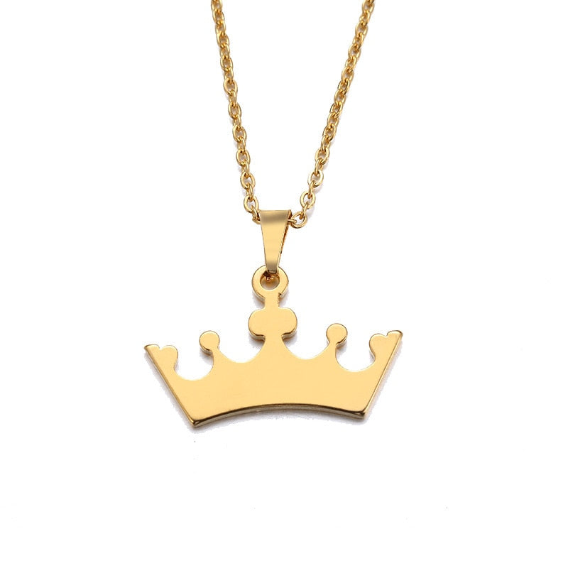 DOTIFI-collar de acero inoxidable para mujer y hombre, corona de dibujos animados, colgante de Color dorado y plateado, joyería de compromiso