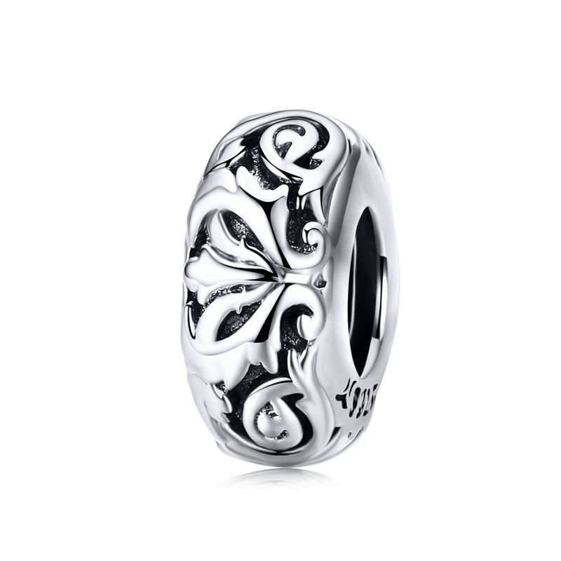 BISAER, espaciador de Plata de Ley 925, corazón de cereza, ojo azul, cuentas con tapón de flor, abalorio compatible con pulsera, accesorios DIY, joyería