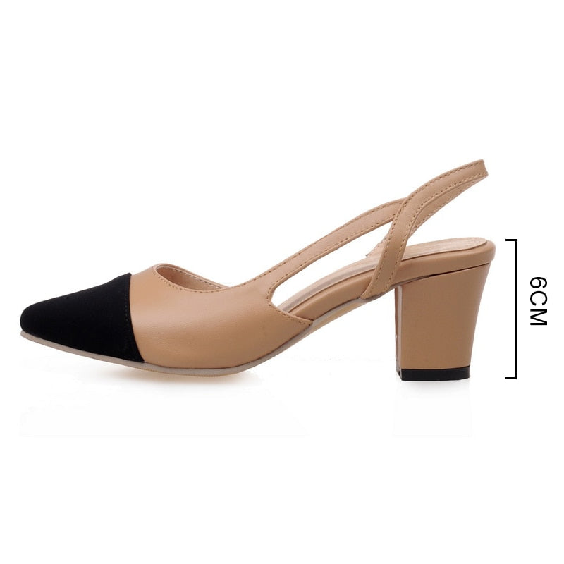 Zapatos de marca de verano para mujer, sandalias altas con correa trasera, zapatos de oficina para mujer, zapatos de tacón alto poco profundos, talla 33-46, 2021