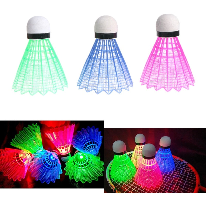 Bola de bádminton LED de 3 uds., volantes de bádminton de plástico iluminados brillantes, bolas de iluminación coloridas