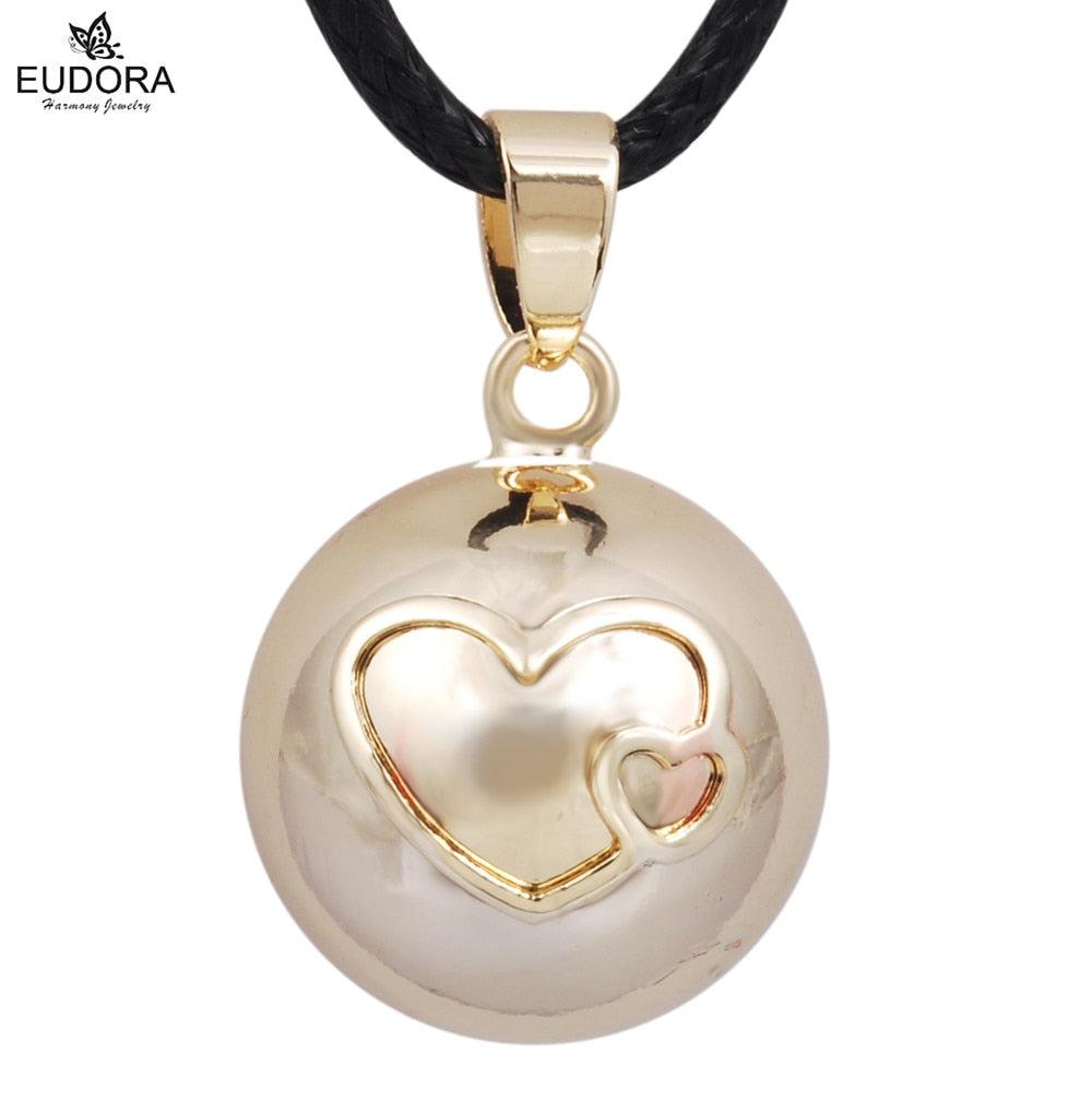 Eudora Baby hands footprint Chime Ball Pendant Necklace Pregnant Ball Angel Caller Pendant For Women MOM Best Gift