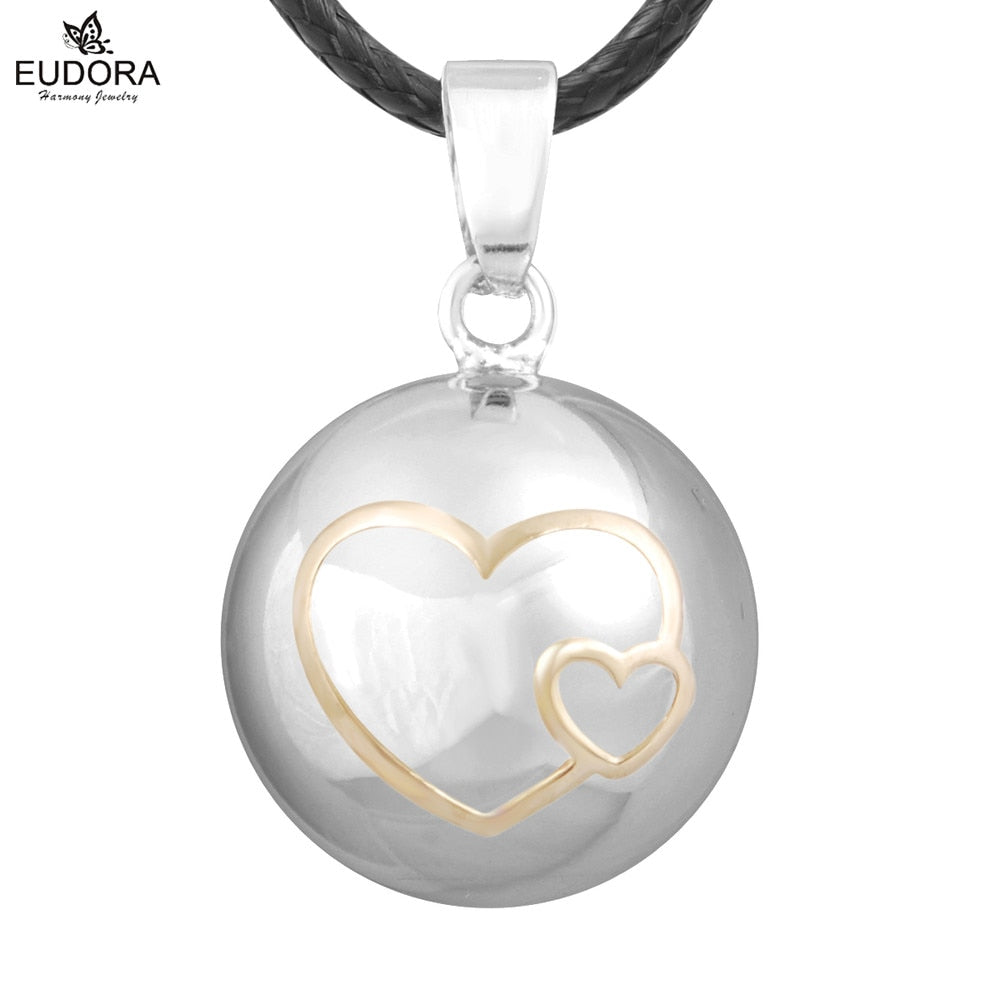 Eudora Baby hands footprint Chime Ball Pendant Necklace Pregnant Ball Angel Caller Pendant For Women MOM Best Gift