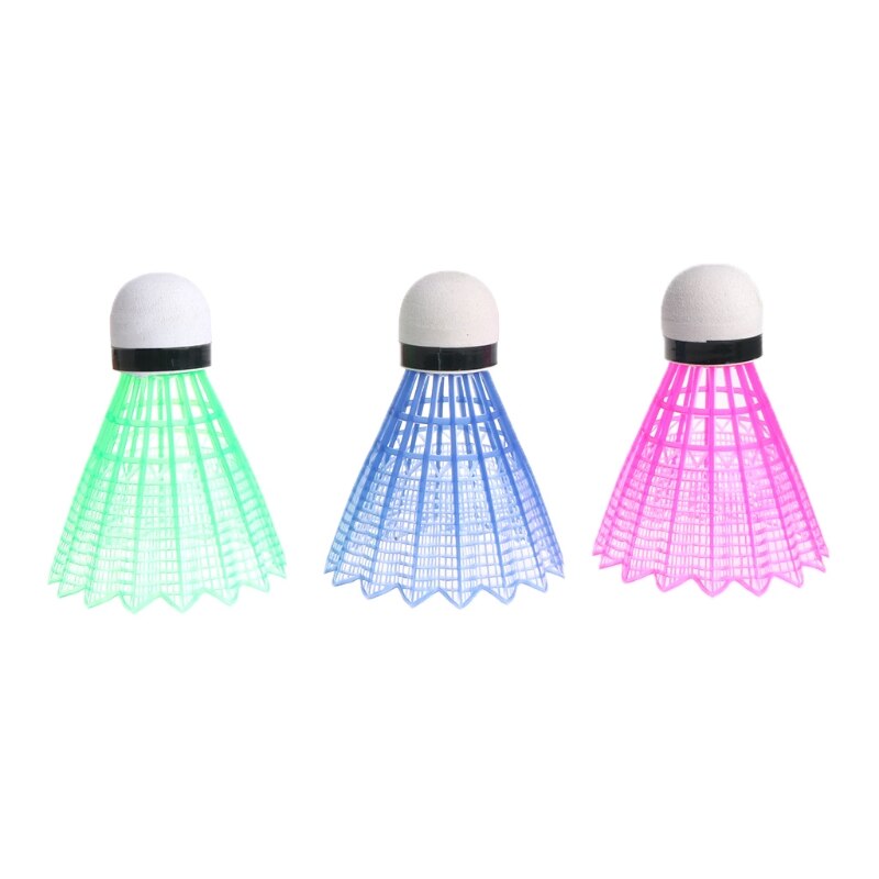 Bola de bádminton LED de 3 uds., volantes de bádminton de plástico iluminados brillantes, bolas de iluminación coloridas