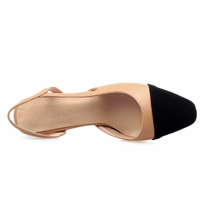 Zapatos de marca de verano para mujer, sandalias altas con correa trasera, zapatos de oficina para mujer, zapatos de tacón alto poco profundos, talla 33-46, 2021