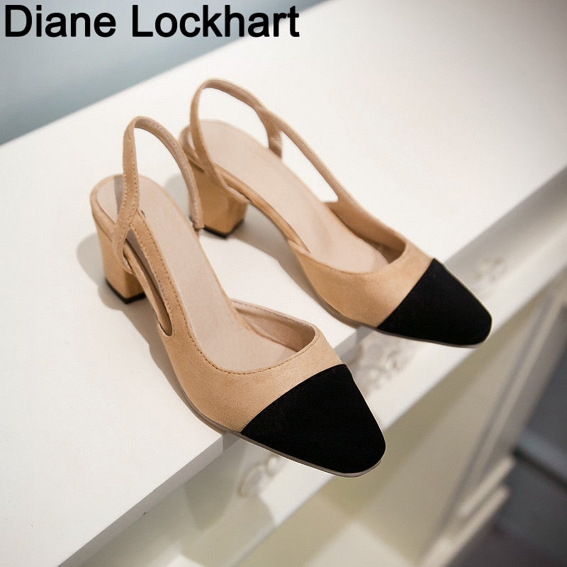 Zapatos de marca de verano para mujer, sandalias altas con correa trasera, zapatos de oficina para mujer, zapatos de tacón alto poco profundos, talla 33-46, 2021