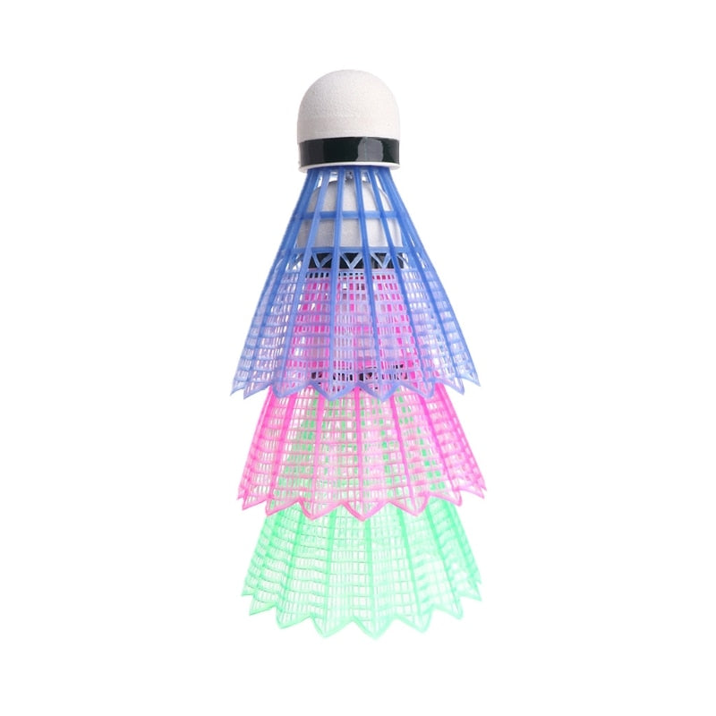 Bola de bádminton LED de 3 uds., volantes de bádminton de plástico iluminados brillantes, bolas de iluminación coloridas