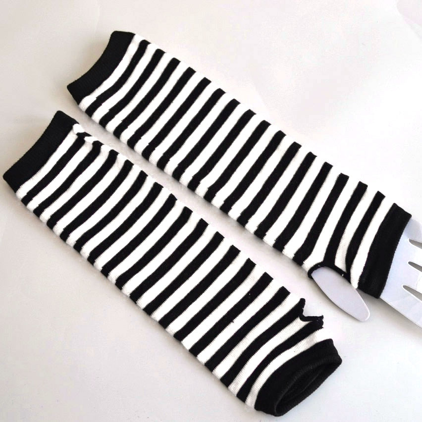Naiveroo moda mujer señora rayas codo guantes más cálidos tejidos guantes largos sin dedos codo mitones accesorios de Navidad regalo