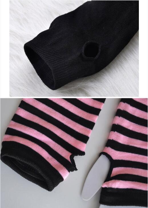Naiveroo moda mujer señora rayas codo guantes más cálidos tejidos guantes largos sin dedos codo mitones accesorios de Navidad regalo