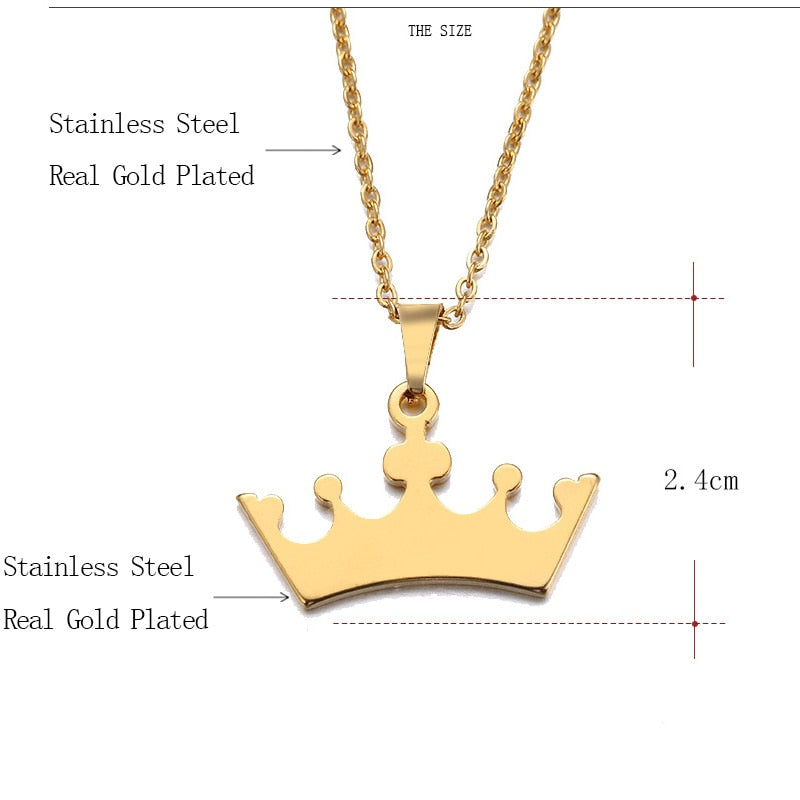 DOTIFI-collar de acero inoxidable para mujer y hombre, corona de dibujos animados, colgante de Color dorado y plateado, joyería de compromiso