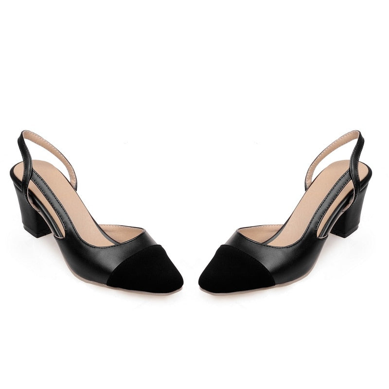Zapatos de marca de verano para mujer, sandalias altas con correa trasera, zapatos de oficina para mujer, zapatos de tacón alto poco profundos, talla 33-46, 2021