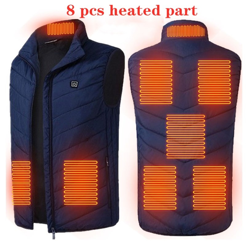 Chaleco calefactable de 9/11 lugares para hombres y mujeres, chaqueta calefactora por USB, ropa térmica, chaleco de caza, chaqueta calefactora de invierno, BlackS-6XL