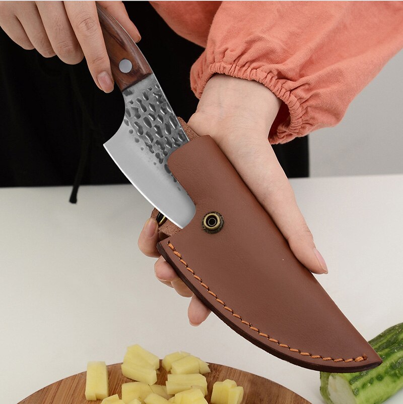 Cuchillo de Chef serbio de 5,5 pulgadas, cuchillo de caza forjado hecho a mano para exteriores, cuchillo de cocina de acero inoxidable, cuchillo de carnicero para deshuesar