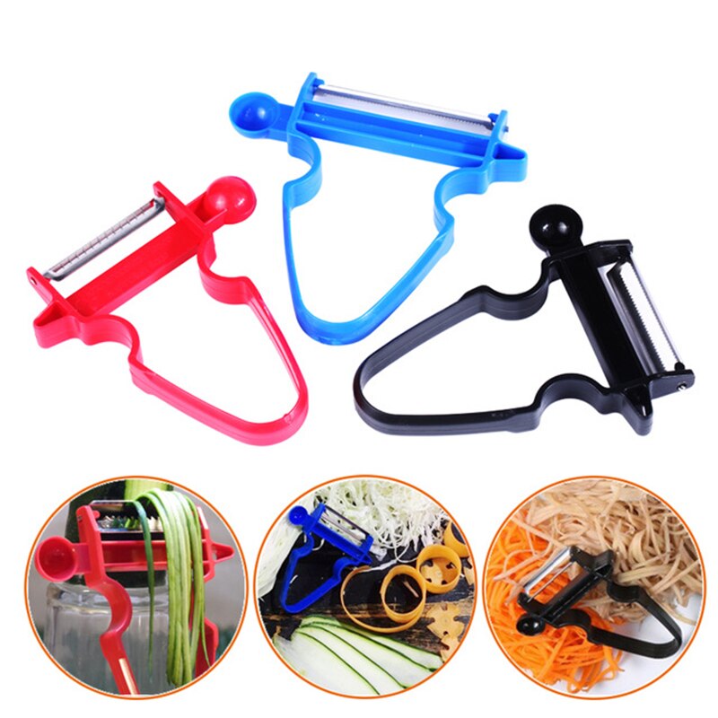 Juego de 3 unidades de peladores mágicos, rebanador, triturador, cortador en juliana, pelador múltiple de acero inoxidable, hoja peladora, accesorios de cocina, nuevo