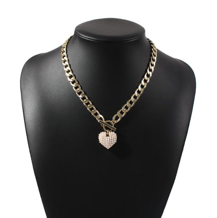 KMVEXO-collar con colgante de corazón de amor y perla de imitación Punk para mujer, cierre de palanca grueso, joyería para fiesta, collares, regalo de Navidad