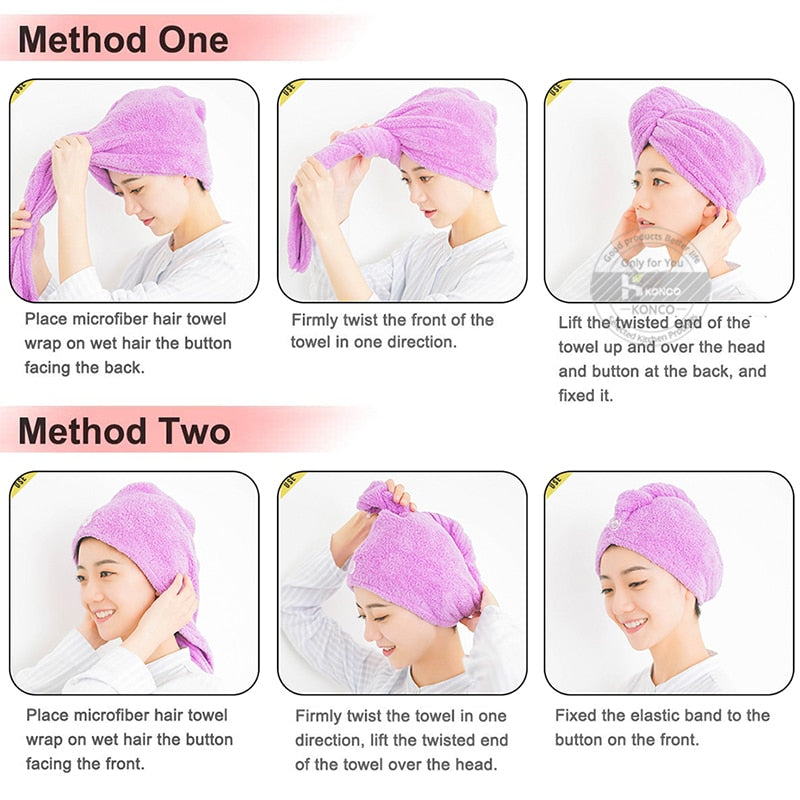 Microfiber Girl's Hair Drying Hat Hair Towel Dry Quick Womens Hair Towel Absorption Turban Hair Dry Cap Household Bath Tool