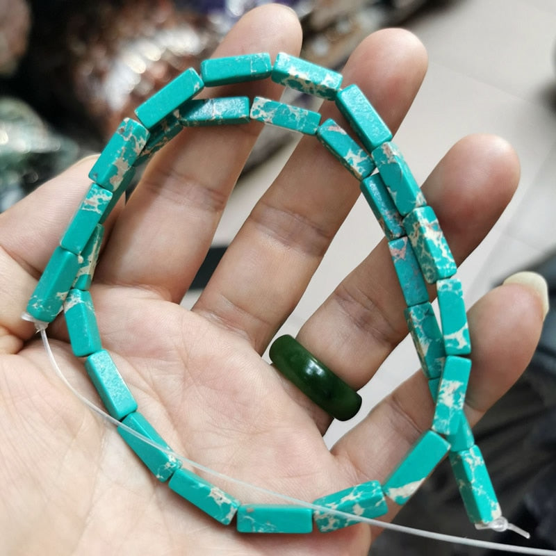 Cuentas cuadradas de piedra imperial multicolor de 4x13mm, piedra de sedimento marino Natural se utiliza para la producción de pulseras de joyería DIY