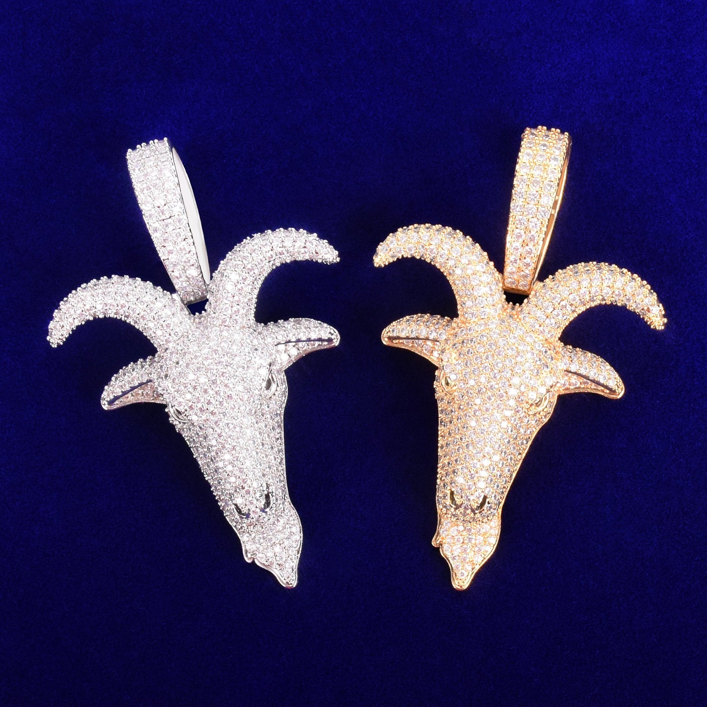 Gold Color Sheep Head Pendant Men Zircon Hip Hop Necklace Rock Jewelry