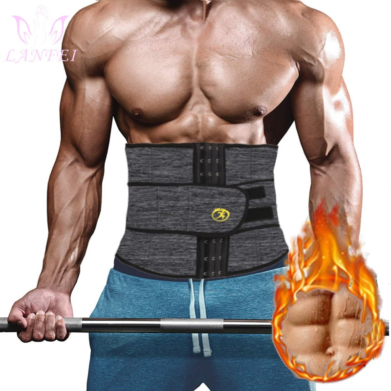 LANFEI Hot Waist Trainer Neoprene Men Body Shaper Tummy Control Belt Sauna Slimming Strap Fitness Sweat Shapewear for Fat Burner