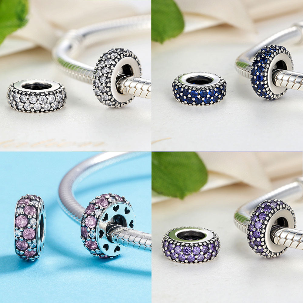 BISAER, espaciador de Plata de Ley 925, corazón de cereza, ojo azul, cuentas con tapón de flor, abalorio compatible con pulsera, accesorios DIY, joyería