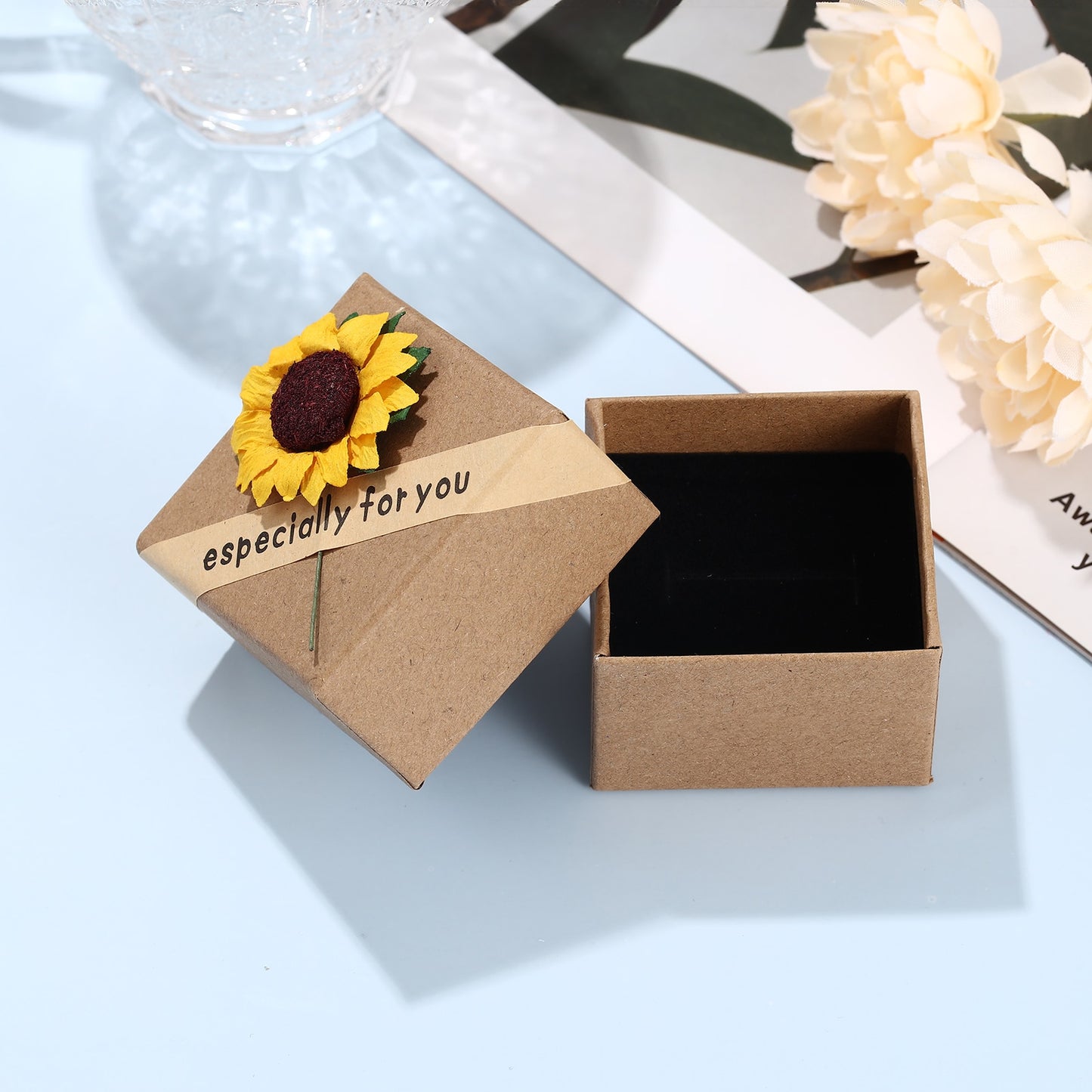 JewelOra-joyero personalizado, delicadas cajas de regalo con flores de rosas y girasoles para joyería, regalos de aniversario de Navidad para la familia