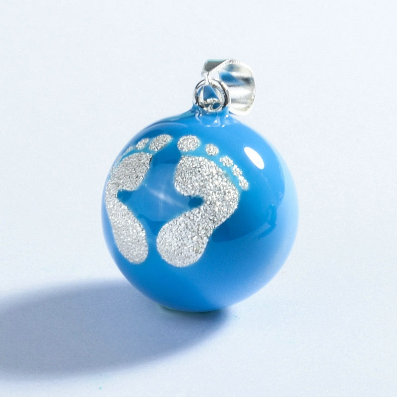 Eudora Baby hands footprint Chime Ball Pendant Necklace Pregnant Ball Angel Caller Pendant For Women MOM Best Gift