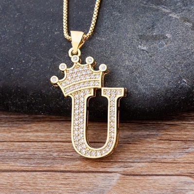 Nidin, nuevo collar de cadena con colgante de alfabeto AZ de circonita de cobre de lujo, estilo Hip-Hop, joyería de nombre inicial para mujer y hombre
