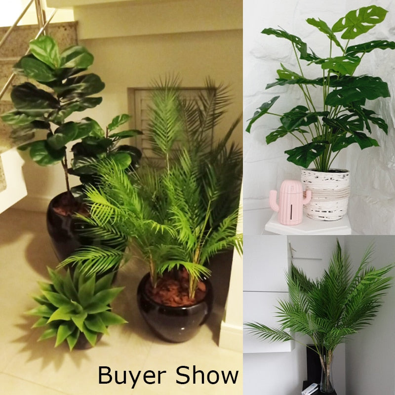 Plantas falsas de 75cm y 24 tenedores, rama de árbol Artificial grande de Monstera, hoja de tortuga falsa de palma Tropical de plástico para decoración de la habitación del jardín del hogar