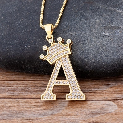 Nidin, nuevo collar de cadena con colgante de alfabeto AZ de circonita de cobre de lujo, estilo Hip-Hop, joyería de nombre inicial para mujer y hombre