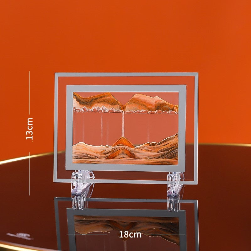 Imagen artística de arena móvil de 7/12 pulgadas, vidrio redondo, paisaje de arena de mar profundo 3D, pantalla en movimiento, marco de arena que fluye, pintura de arena