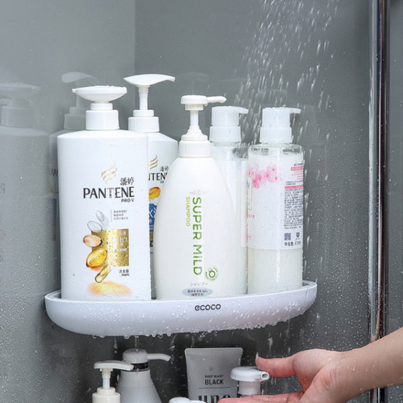 Estante de baño, estante de almacenamiento triangular, organizador de almacenamiento para lociones, ama de llaves, organizador de pared para accesorios de baño