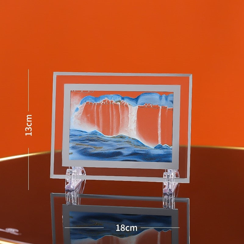 Imagen artística de arena móvil de 7/12 pulgadas, vidrio redondo, paisaje de arena de mar profundo 3D, pantalla en movimiento, marco de arena que fluye, pintura de arena