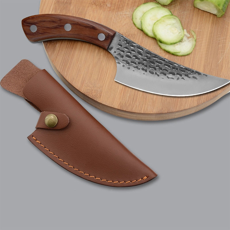 Cuchillo de Chef serbio de 5,5 pulgadas, cuchillo de caza forjado hecho a mano para exteriores, cuchillo de cocina de acero inoxidable, cuchillo de carnicero para deshuesar