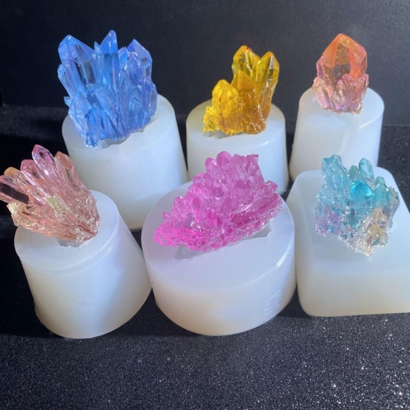 Simulación de piedra Original, grupo de cristal, Molde de resina Epoxy, molde de silicona para manualidades, joyería, herramienta de fabricación de colgantes