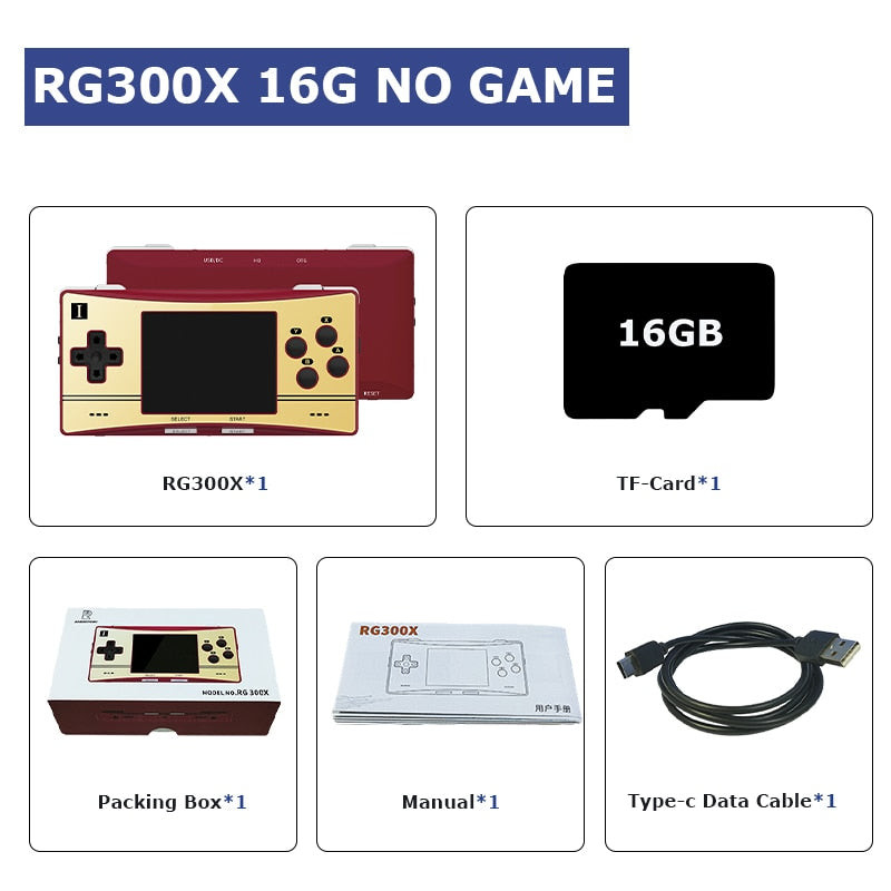 Nueva consola de juegos portátil Retro RG300X con 18000 emuladores de juegos para PS1/MD/FC/GB reproductor de juegos portátil salida HD pantalla IPS de 3,0 "