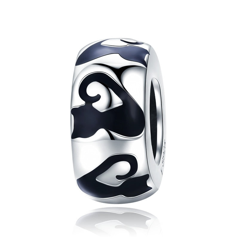 BISAER, espaciador de Plata de Ley 925, corazón de cereza, ojo azul, cuentas con tapón de flor, abalorio compatible con pulsera, accesorios DIY, joyería