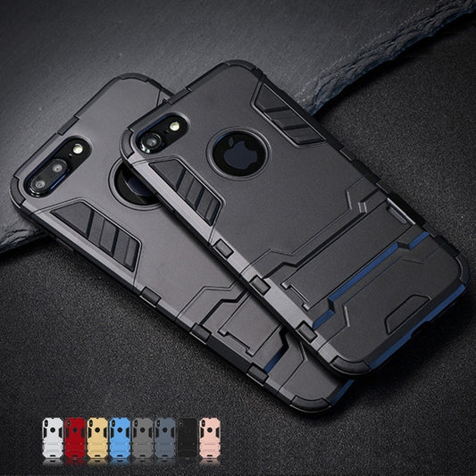Funda de lujo con soporte para teléfono con armadura para iPhone 7 8 6 6S Plus XS híbrido TPU + funda trasera dura de PC a prueba de golpes para iphone 5 5S SE