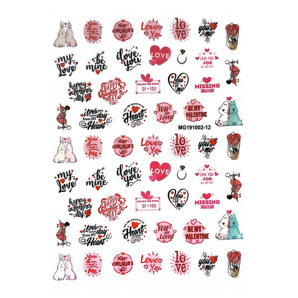 MG191002-12 Love Heart Kiss Valentine's Day 3D Back glue Nail decal Nail sticker Nail decoration Nail art Nail ornament