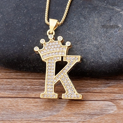 Nidin, nuevo collar de cadena con colgante de alfabeto AZ de circonita de cobre de lujo, estilo Hip-Hop, joyería de nombre inicial para mujer y hombre