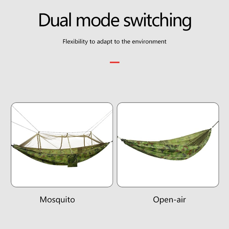 Hamaca para acampar/jardín con mosquitera, muebles de exterior para 1-2 personas, cama colgante portátil, columpio para dormir de tela de paracaídas resistente