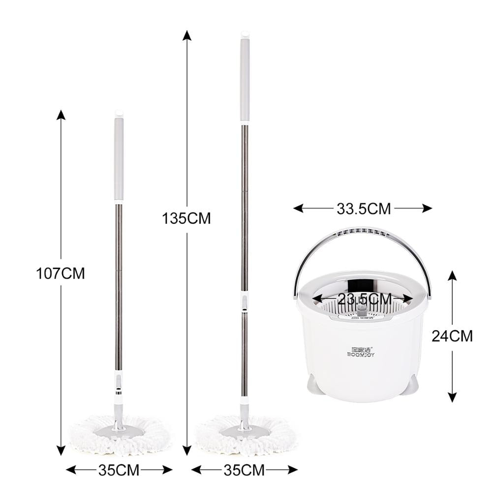 Yocada Trapeador de Piso Ajustable con Giro 360 con Cubo de Limpieza 2 Piezas Almohadillas de Microfibra Mango extendido para Herramientas de Limpieza de Madera Dura