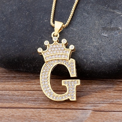 Nidin, nuevo collar de cadena con colgante de alfabeto AZ de circonita de cobre de lujo, estilo Hip-Hop, joyería de nombre inicial para mujer y hombre
