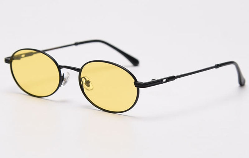 Peekaboo-gafas ovaladas retro para hombre y mujer, lentes de sol pequeñas doradas de alta calidad, uv400, metal, amarillo, rojo, superventas, 2021