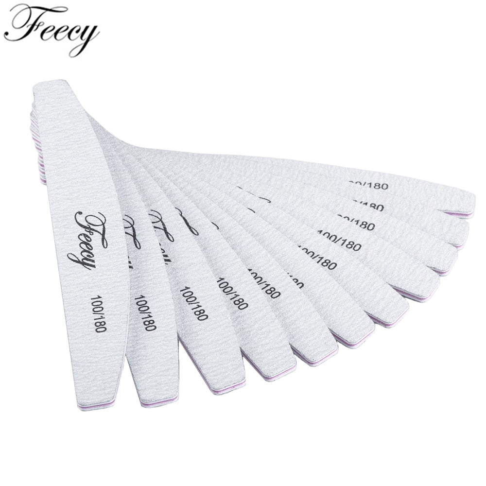 Limas de uñas 5/10 unids/lote 100/180, duraderas, pulidoras, tope de lijado, limas para pulir uñas, limas de madera para manicura, papel de lija