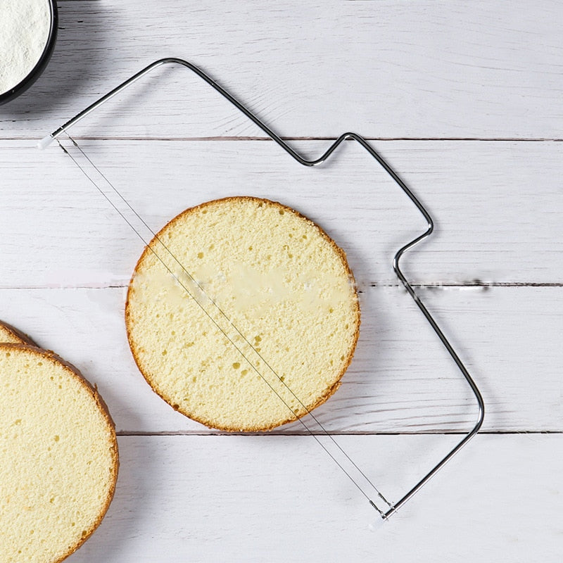 Accesorios de cocina, cortador de pastel de alambre ajustable de acero inoxidable, rebanador nivelador, herramienta para hornear pasteles DIY, utensilio de decoración de pasteles de fruta