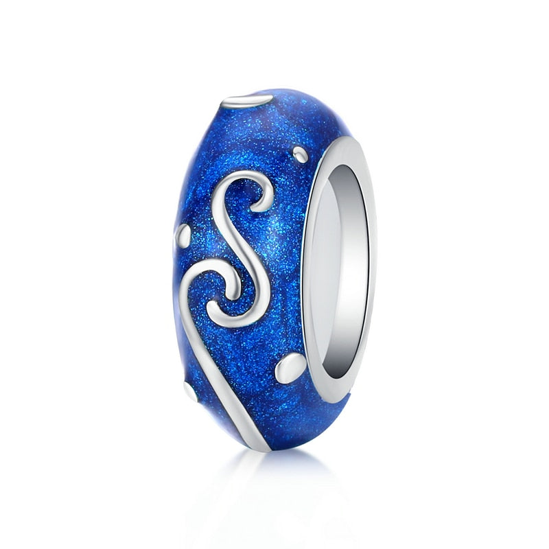 BISAER, espaciador de Plata de Ley 925, corazón de cereza, ojo azul, cuentas con tapón de flor, abalorio compatible con pulsera, accesorios DIY, joyería