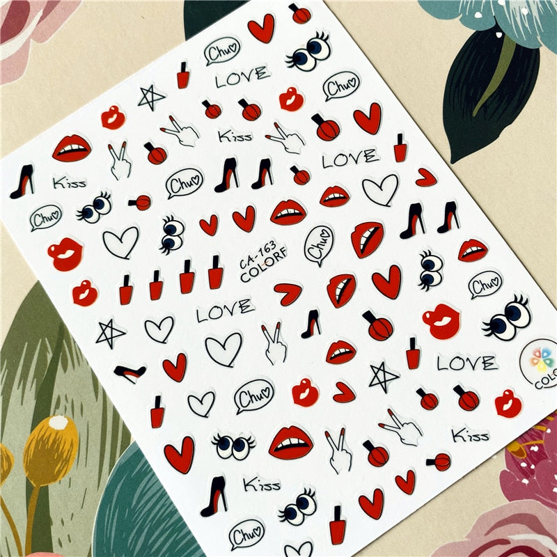 MG191002-12 Love Heart Kiss Valentine's Day 3D Back glue Nail decal Nail sticker Nail decoration Nail art Nail ornament