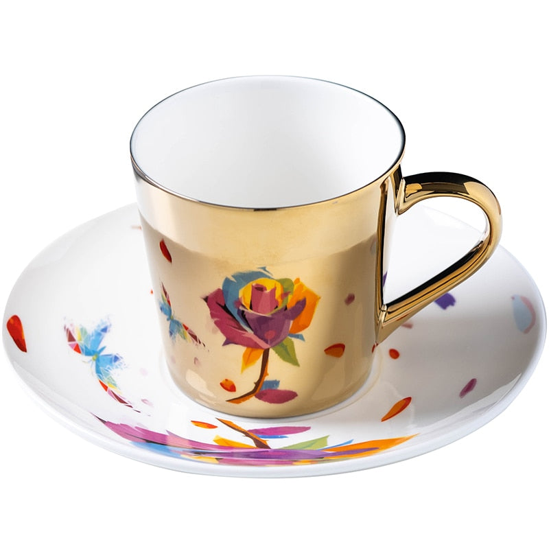 Ins Mirror Reflection Cup Coffee mug Picasso Ceramic Coffee Cup and Saucer Set lion Funny Mugs for Friend Birthday Best Gift
